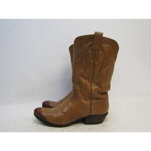 TONY LAMA Womens Size 6 A Narrow Tan Leather Lizard Cap Toe Cowboy Boots